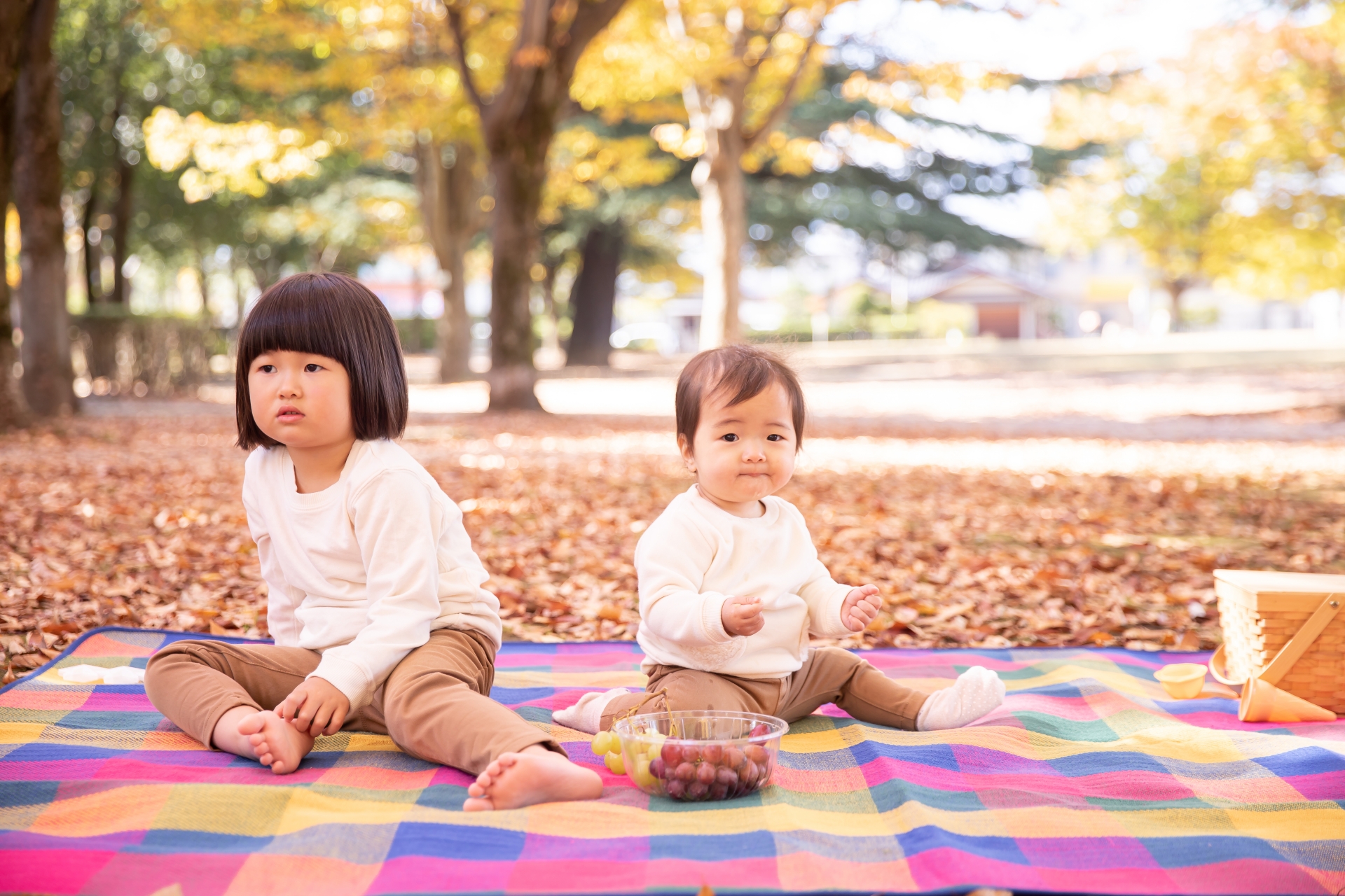 ピクニックしている子供